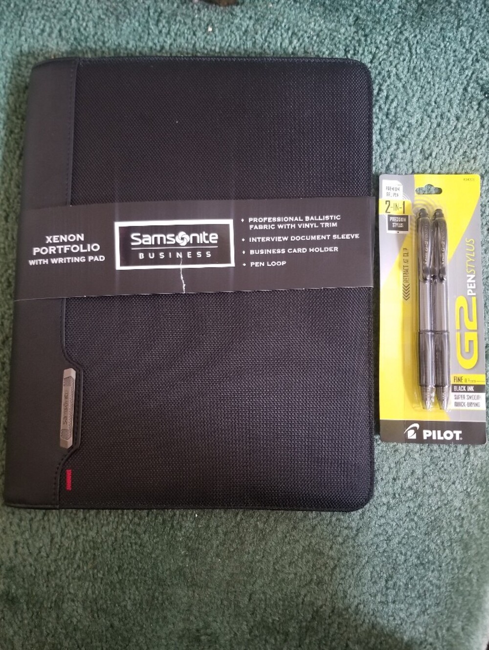 Samsonite Black Xenon Business Portfolio w/ Writing Pad & 2 Pilot G2 Pen Stylus